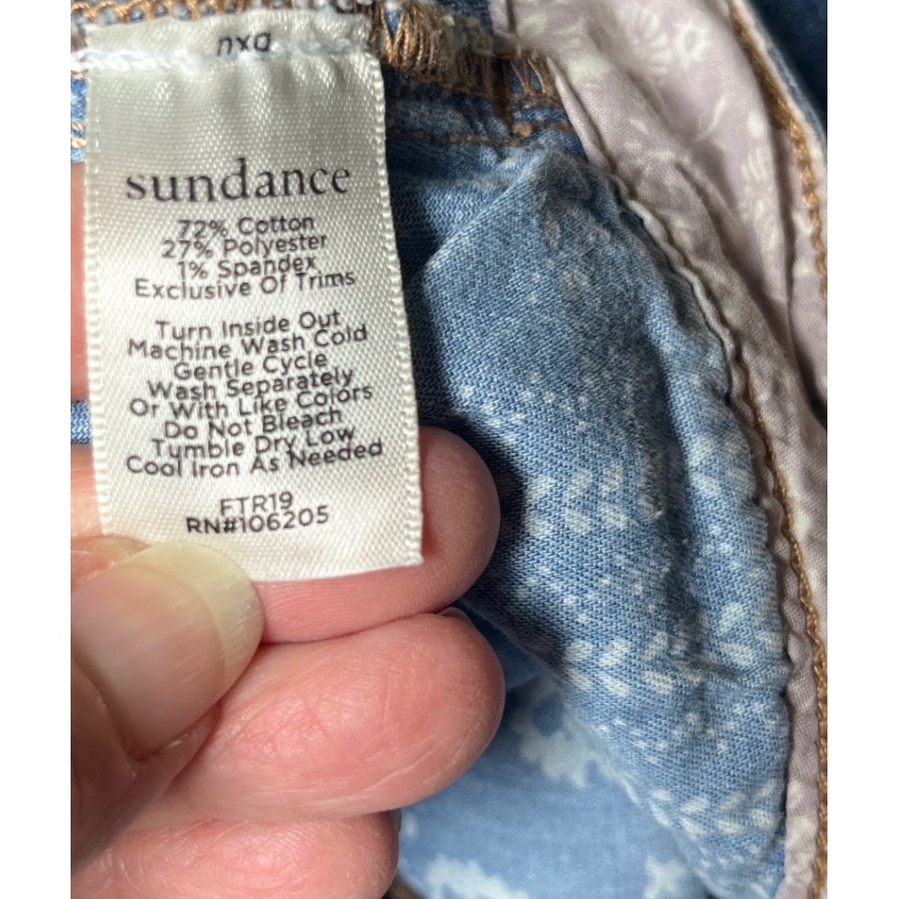 Sundance Denim Midi Skirt Raw Hem Blue 5 Pocket Western Women M - Picture 7 of 9